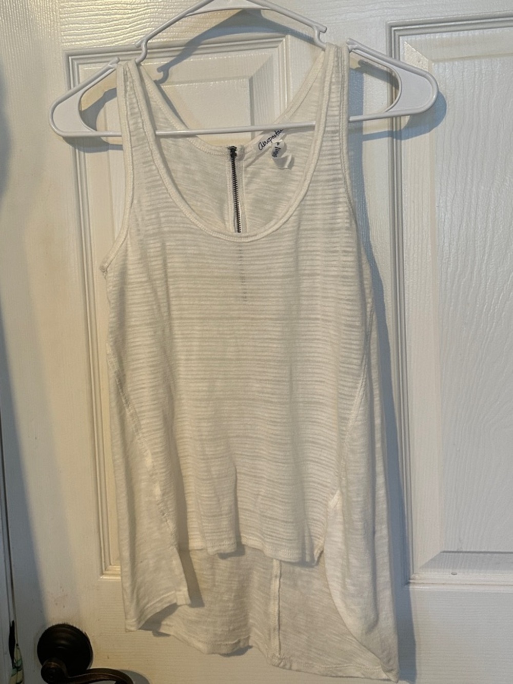 Aeropostale White Ribbed Scoop Tank with Back Zip